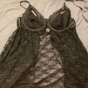 18/20 Lane Bryant Black Babydoll Lace Lingerie with Thong, Opening in back